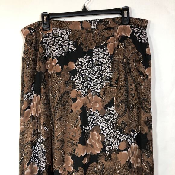Floral Paisley Maxi Skirt Neutral in Black and Brown Size 12 Vintage Retro 90s - Picture 2 of 10